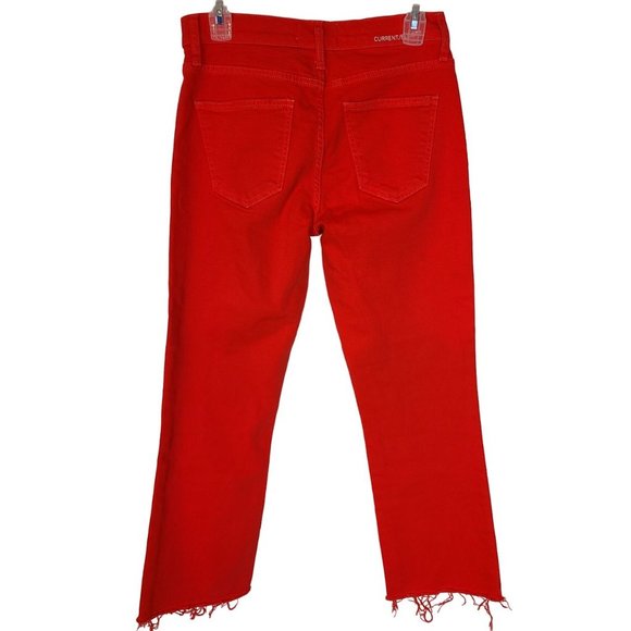 Current/Elliot Womens 26 Fiery Red Raw Hem The Kick Flare-leg Cropped Jeans - Picture 8 of 10
